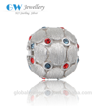 Classical Silver Charms Fashion Colorful Rhinestones Zircon Charms Fit European Bracelet