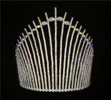 Handmade AB Rhinestone Tiara Pageants King Crown