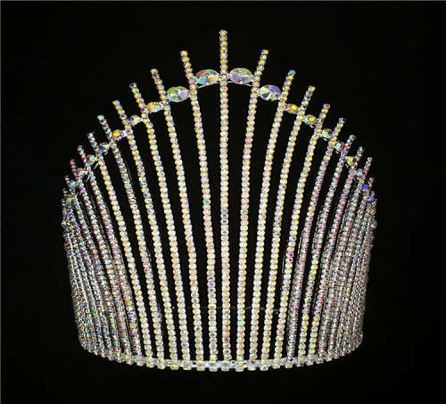 Handmade AB Rhinestone Tiara Pageants King Crown