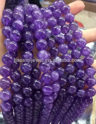 2018 Großhandel 8mm natürliche runde Edelstein Amethyst Stein lose Perlen für die Schmuckherstellung