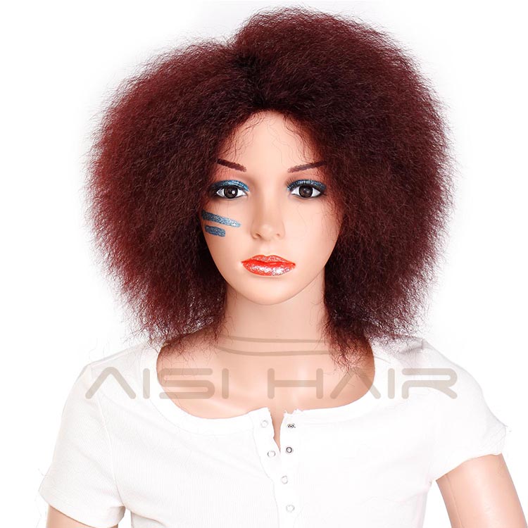 Aisi Hair High temperature Fiber Fluffy Short Wigs Afro Kinky Curly Cosplay Wigs for American Africans