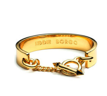 Designer carved name 22ct gold bangles with metal chain clasp