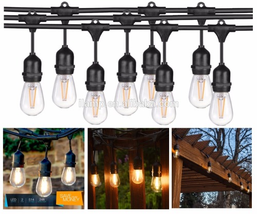 Outdoor waterproof commercial grade LED string lights with hanging Sockets