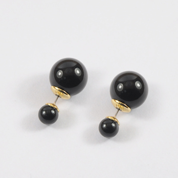 Black and Gold Big Pearl Earring Studs