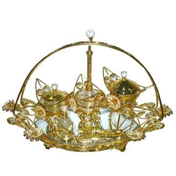 2024 Decorative Arab Tray Sets with Crystal Flowers