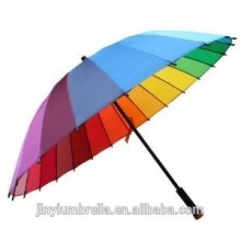 Large size rainbow umbrella wholesale golf advertising umbrella 24 ribs straight umbrella
