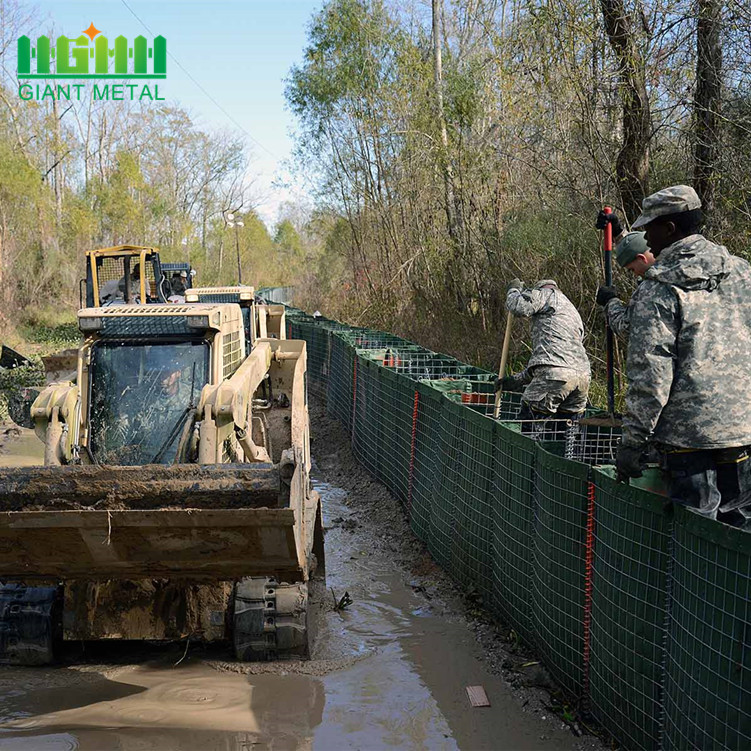 Sand filled gabion hesco blast wall