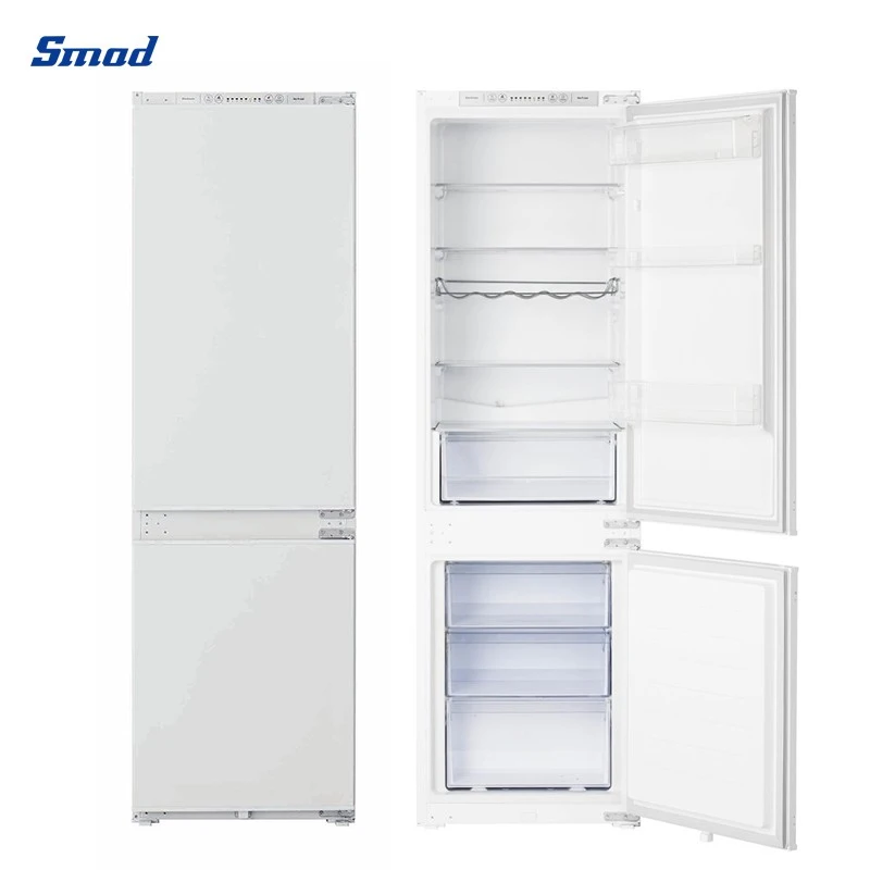 Smad OEM Electronics Compressor Double Door Bottom Freezer Built in Refrigerators