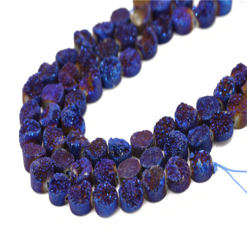 Factory price plating blue color natural agate crystal bud loose bead