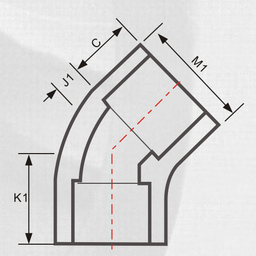 ASTM SCH80 CPVC الكوع 45 درجة رمادي غامق