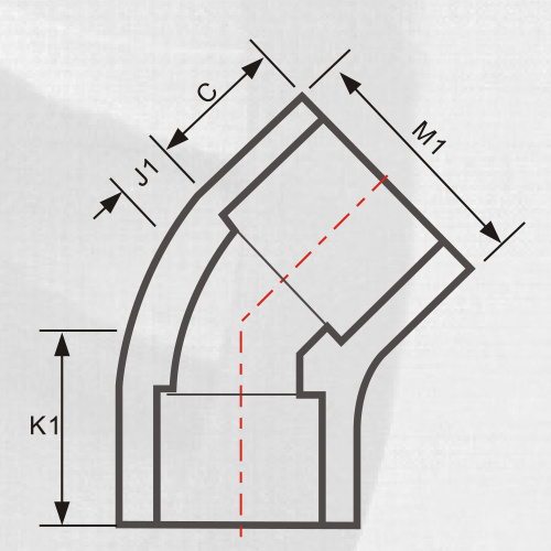 Cotovelo ASTM SCH80 CPVC 45 ° Cor cinza escuro