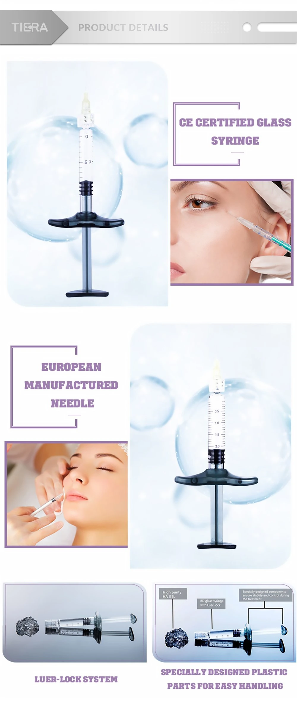 Renolure Dermal Fillers Acid Hyaluronic Gel Prefilled Syringe for Skin Care Lip Injection 2ml