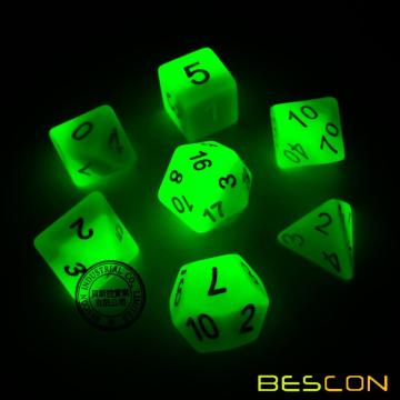 Bescon gradiente brillante dados poliédricos 7pcs Set LUZ FORESTAL, Gradual juego de dados RPG luminosos brillan en la oscuridad, la novedad DND Game Dice