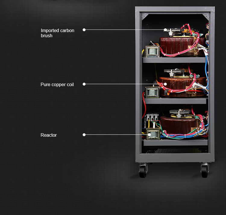 Three phase servo motor type industrial stabilizer 380v ac 30kva automatic voltage regulator avr