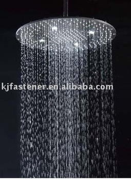 Round brass light up shower head