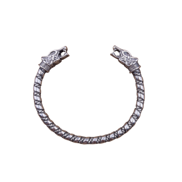 Nordic Viking Punk Double Wolf Skull Bracelet Stainless Steel Vikings Armband