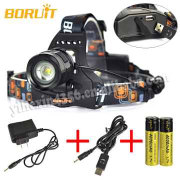 BORUIT RJ-2157 Zoom Adjustable USB Headlamp