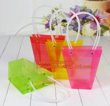 gusset pp shopping bag with plastic handle, clear PP Plastic shopping bags as promotion, cosmetic plastic packaging bag clear pv