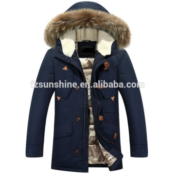 Custom Fur Hooded Padded Mens Jacket 2016 winter