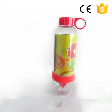 Orange Hand Press Manual portable plastic water bottle plastic juicer bottle