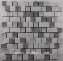 White marble mix crackle ceramic resin mosaic tile