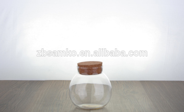 high borosilicate glass canister with wooden lid