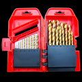 Wholesale 25pcs HSS 4241 M35 Titanium Twist Drill Bit Set Cast Iron and Wood Plastic with Metal Indexed Storage Case