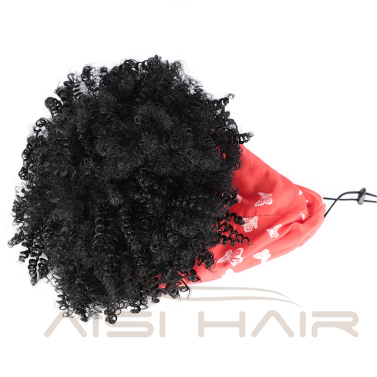 Aisi Hair Fluffy Drawstring Heat Resistant Rainbow Headband Kinky Curly Fringe Colorful Fibre Hair Cheap African Synthetic Wig