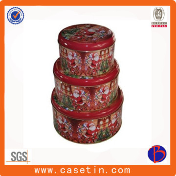 Round fashion cake tin can for christmas ,custom tin box sets for cake