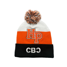 Unisex HP Embroidered Pom Pom Cuffed Beanie