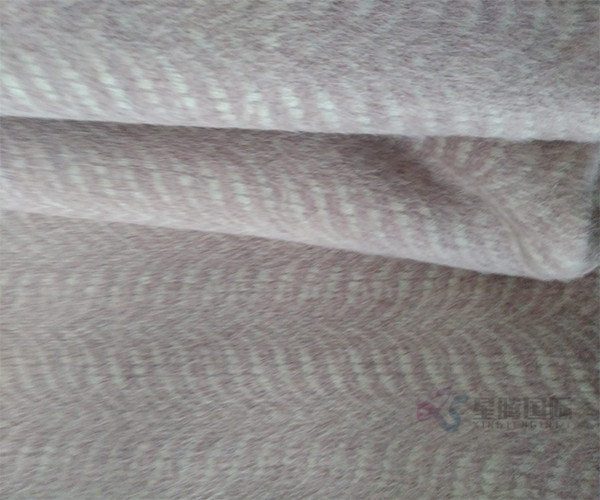 Luxurious Herringbone Pink Wool Fabric