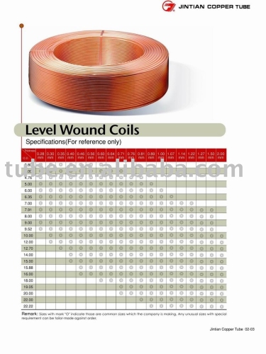 Level wound coil copper tube