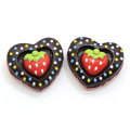 Mixed Heart Cake With Strawberry Ornament Simulation Dessert Food Flatback Resin Cabochon Accessory Dollhouse Diy Craft Deco