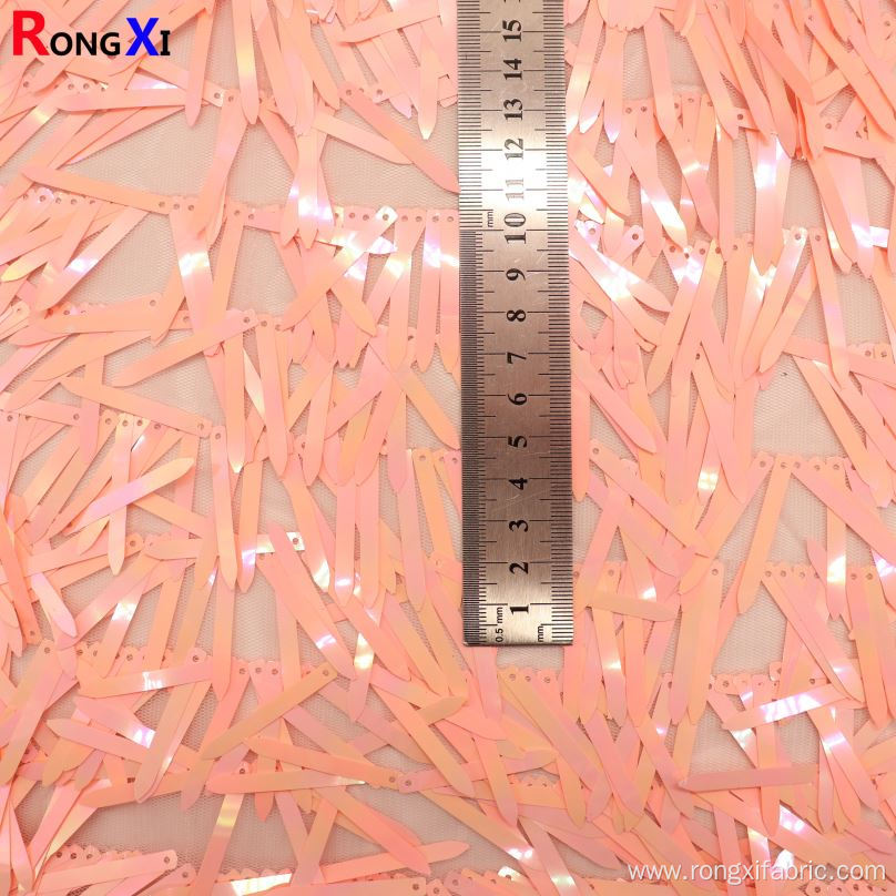 4.5mm*4cm Hot Selling Sequin Fabric With Fringe