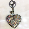 Rhinestone Crystal tim Keychain nhung Key Ring với quả bóng