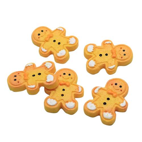 Kawaii Xmas Charms Simulation Gingerbread Man Resin 100pcs Cartoon Biscuits Diy Art Deco Slime Filler Αξεσουάρ