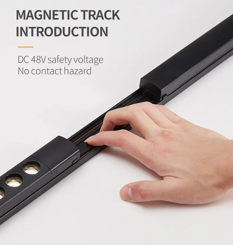 Erdu Ceiling Linear 48V 35mm Slim Rail Magnetic Track Light System Ultra Thin Surface Mounted COB Spotlight LED Magnetic Track L