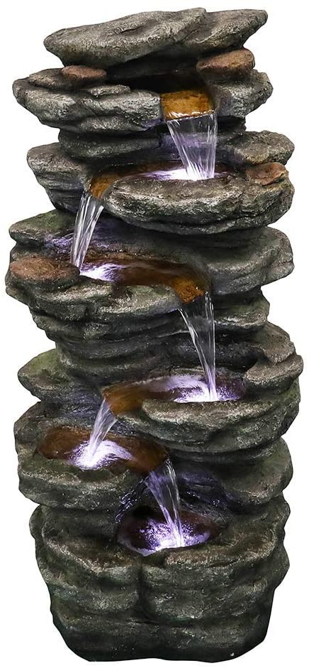 6 Ebenen Steine ​​im Freien Wasserbrunnen