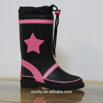imported hotselling elegant kids rubber rain boots with collar