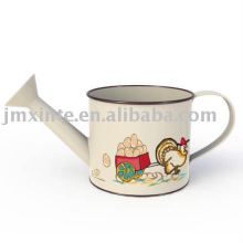 galvanized round garden watering can