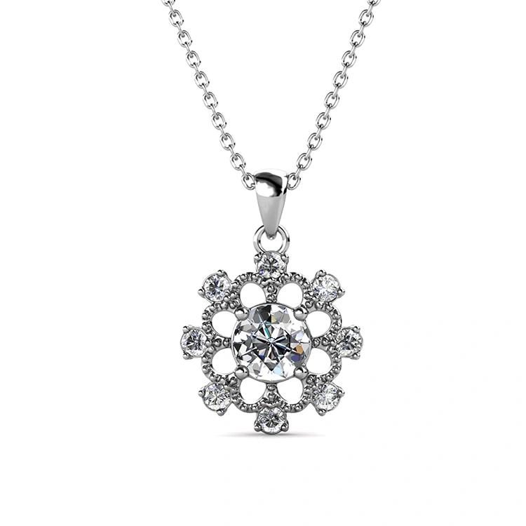 Women Jewelry Vintage Elegant Gold Flower Pendant Necklace