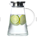 High Borosilicate Glass Water Pitcher/Beverage Carafe with Stainless Steel Lid and Spout