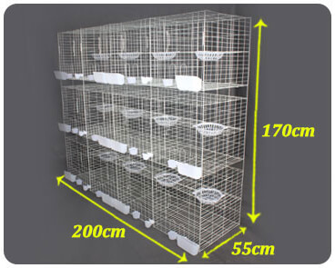 Metal Wire Mesh Bird Pigeon Breeding Cage Fence Water Nipple for the Birds 3 Tiers H Type