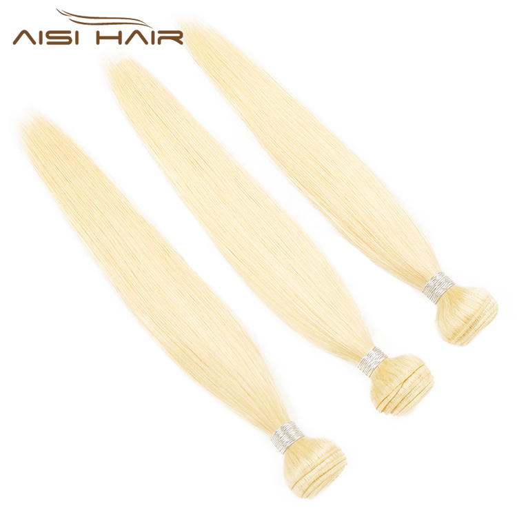 Aisi Hair Hotselling Blonde Color Silky Straight Wave Human Hair  Brazilian Human Hair Bundles Extension For Women