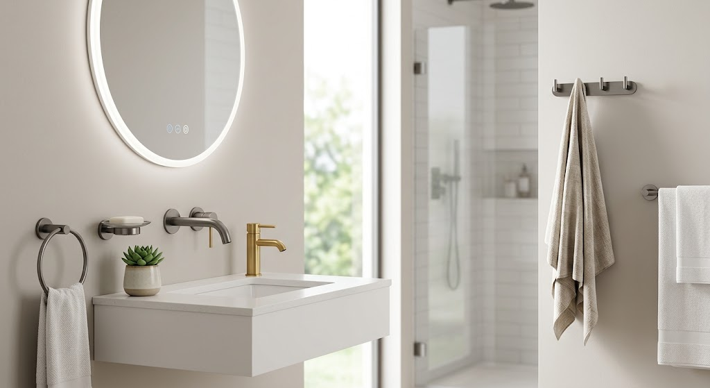 detalhe de torneira de banheiro pvd resistente a arranhões scratch resistant pvd bathroom faucet detail