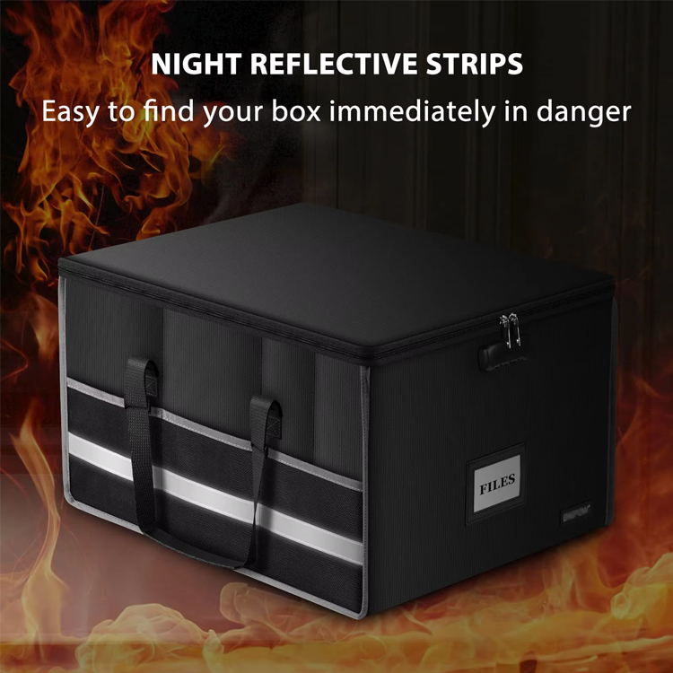 Portable Collapsible Fireproof File Storage Box Document Case with Lock for Home Office Letter Legal Folders