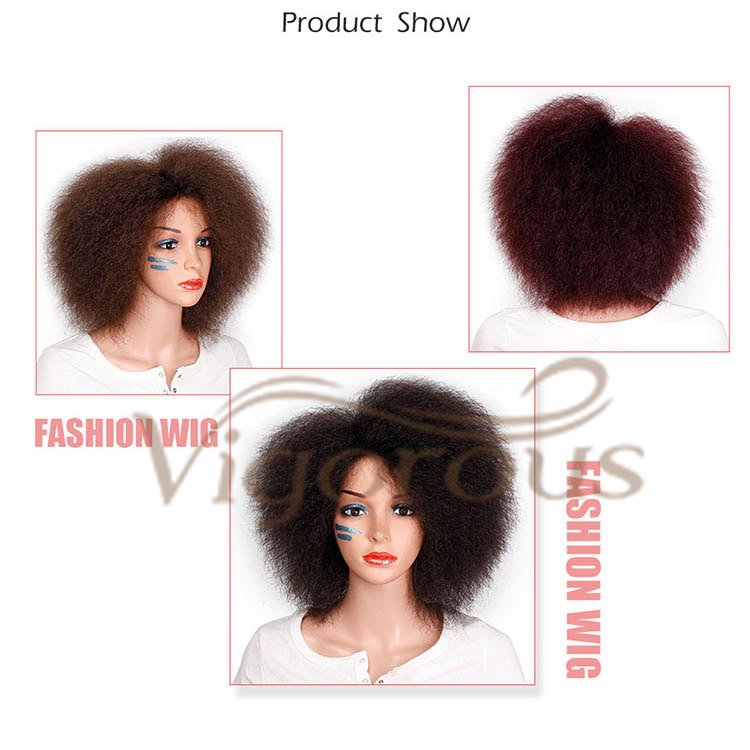 Vigorous Wholesale Top Quality Cheap Heat Resistant Vendor Afro Short Kinky Fluffy Wig For Black Women Synthetic Hair Wigs