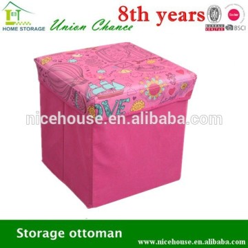 Pink color square cube foldable garden stool
