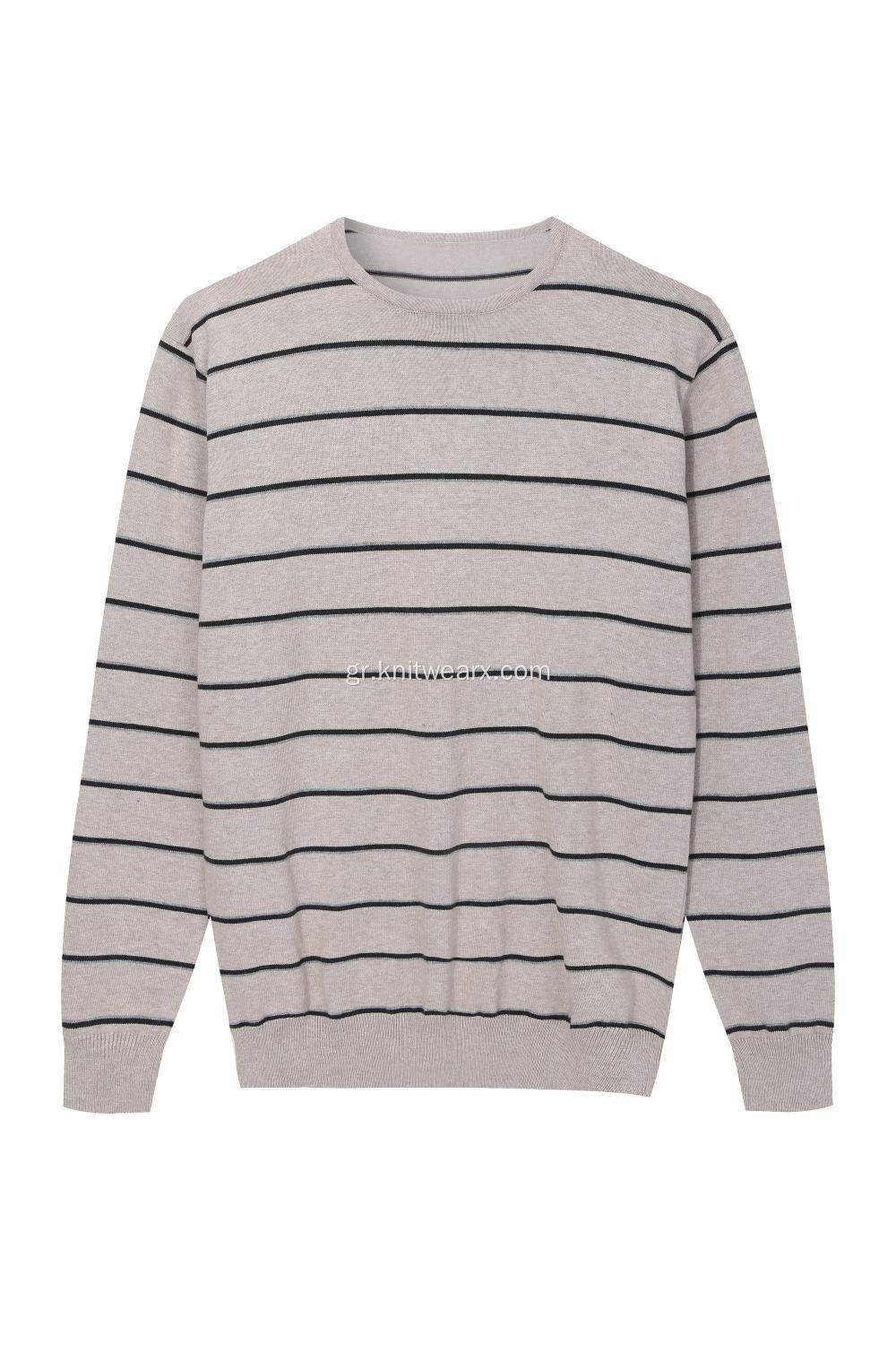 Ανδρικό Πλεκτό Stripe Basic Crew-Neck Pullover