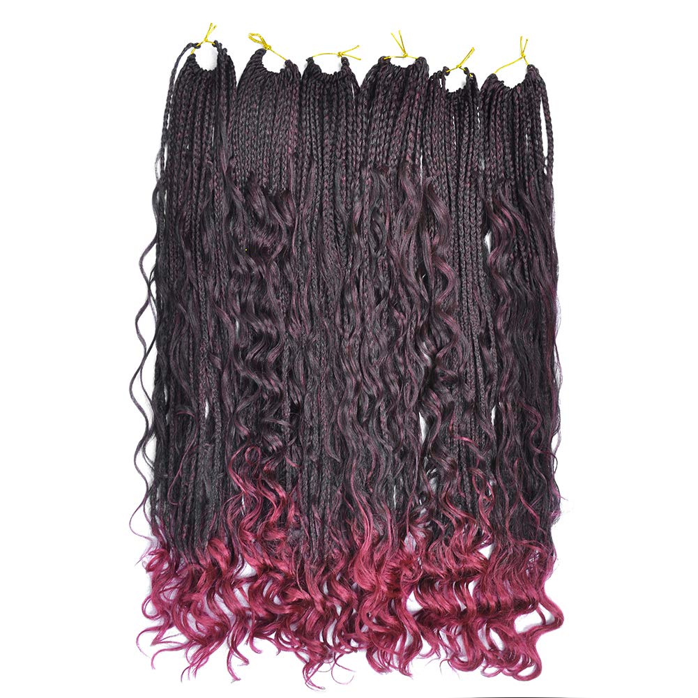 100g 24" box braids with curly ends crochet braid hair pre looped twist